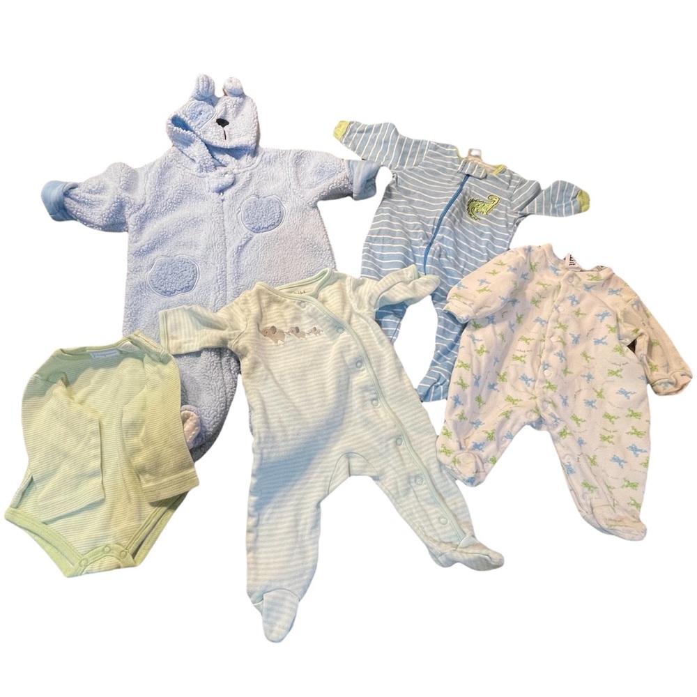 Baby long sleeve cool weather sleeper gowns pj’s 0-3 months Bundle of 5